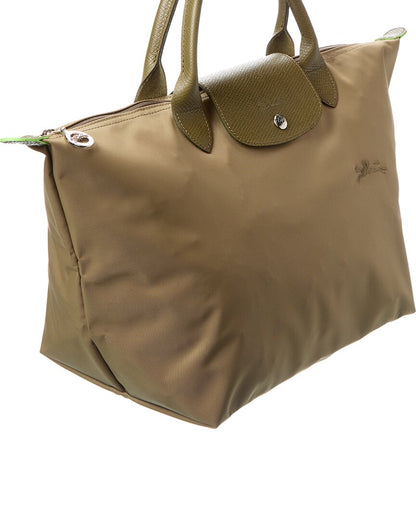 Longchamp Le Pliage Green Medium Canvas Handbag