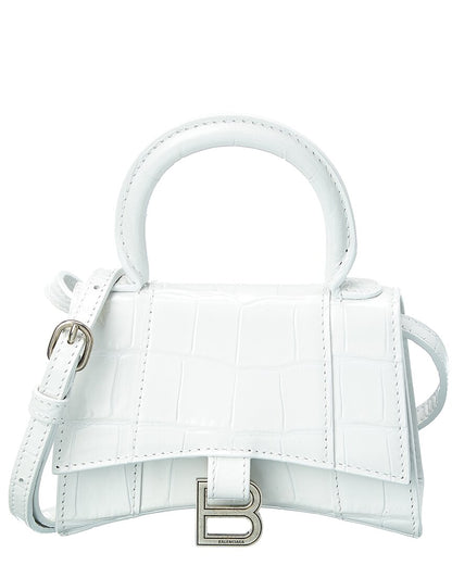 Balenciaga Hourglass Mini Croc-Embossed Leather Shoulder Bag