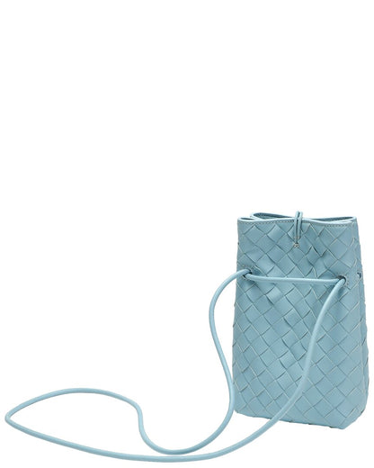 Tiffany & Fred Paris Handwoven Leather Mini Bucket Bag