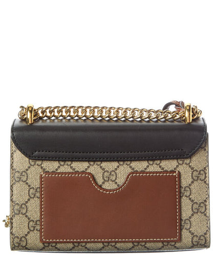 Gucci Beige Black Cuir Gg Supreme Monogram Calfskin Leather Small Padlock