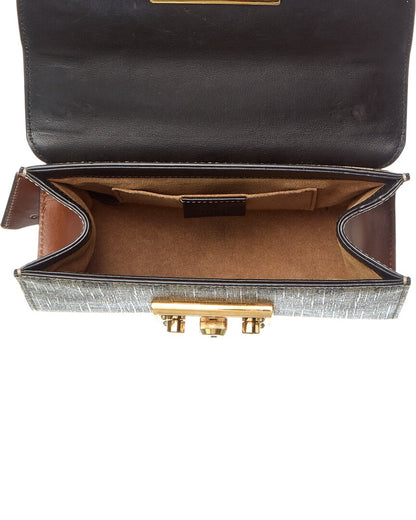 Gucci Beige Black Cuir Gg Supreme Monogram Calfskin Leather Small Padlock