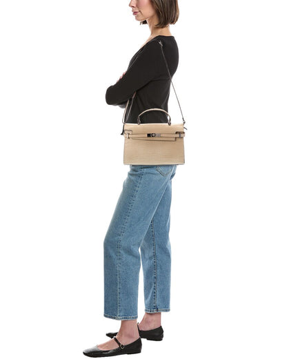 Italian Leather Lea Leather Top Handle Bag