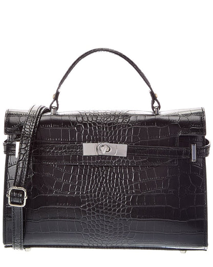 Italian Leather Lea Leather Top Handle Bag