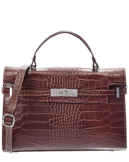 Italian Leather Lea Leather Top Handle Bag