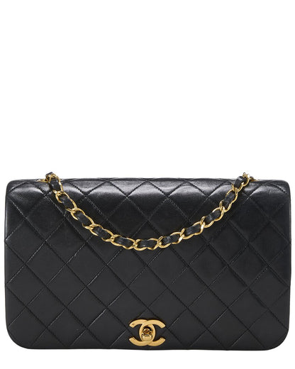 Chanel Black Lambskin Leather Full Flap Small (   )