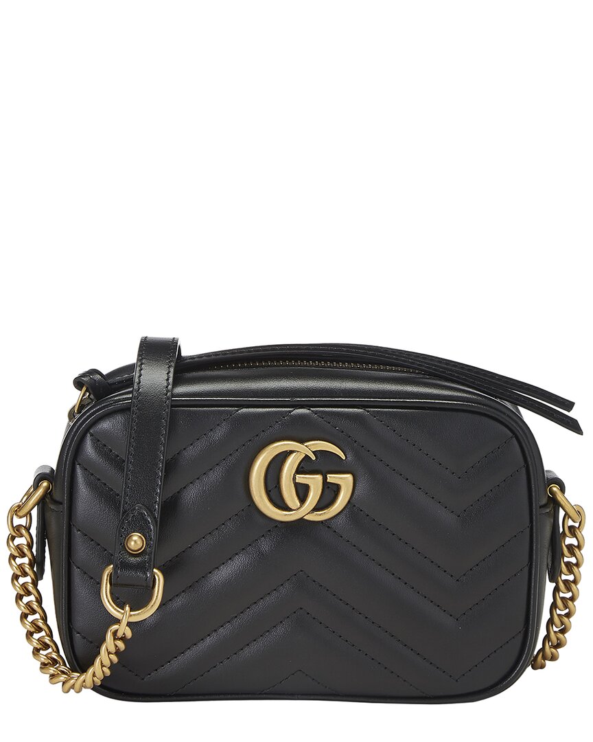 Gucci Black Leather Gg Marmont Crossbody Mini (   )