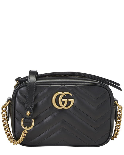 Gucci Black Leather Gg Marmont Crossbody Mini (   )