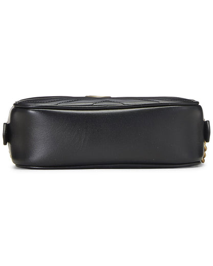 Gucci Black Leather Gg Marmont Crossbody Mini (   )