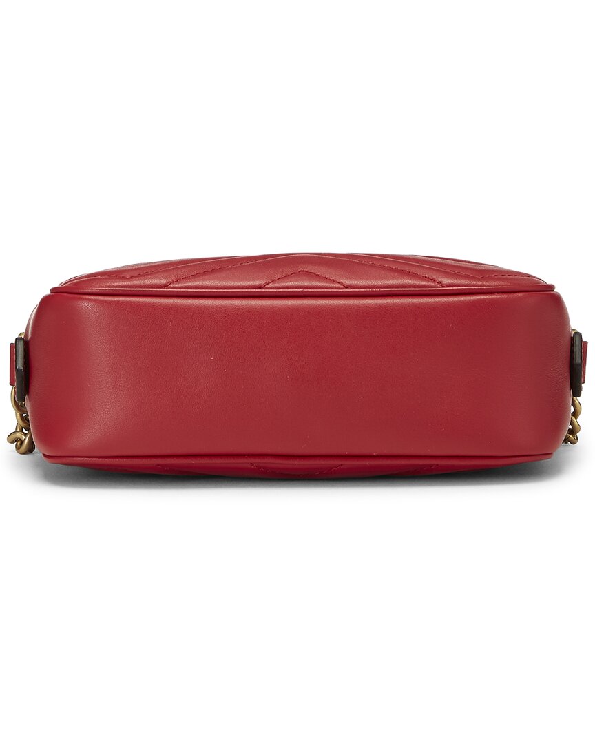 Gucci Red Leather Gg Marmont Crossbody Mini (   )