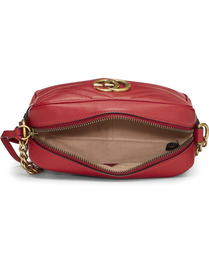 Gucci Red Leather Gg Marmont Crossbody Mini (   )