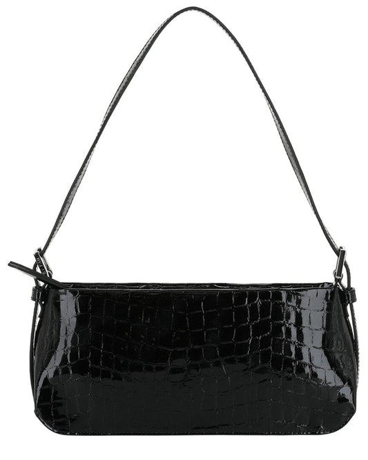 By Far Dulce Croc-Embossed Leather Shoulder Bag