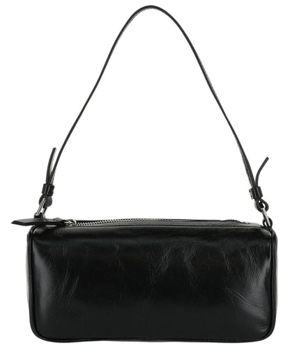 By Far Eva Creased Leather Shoulder Bag