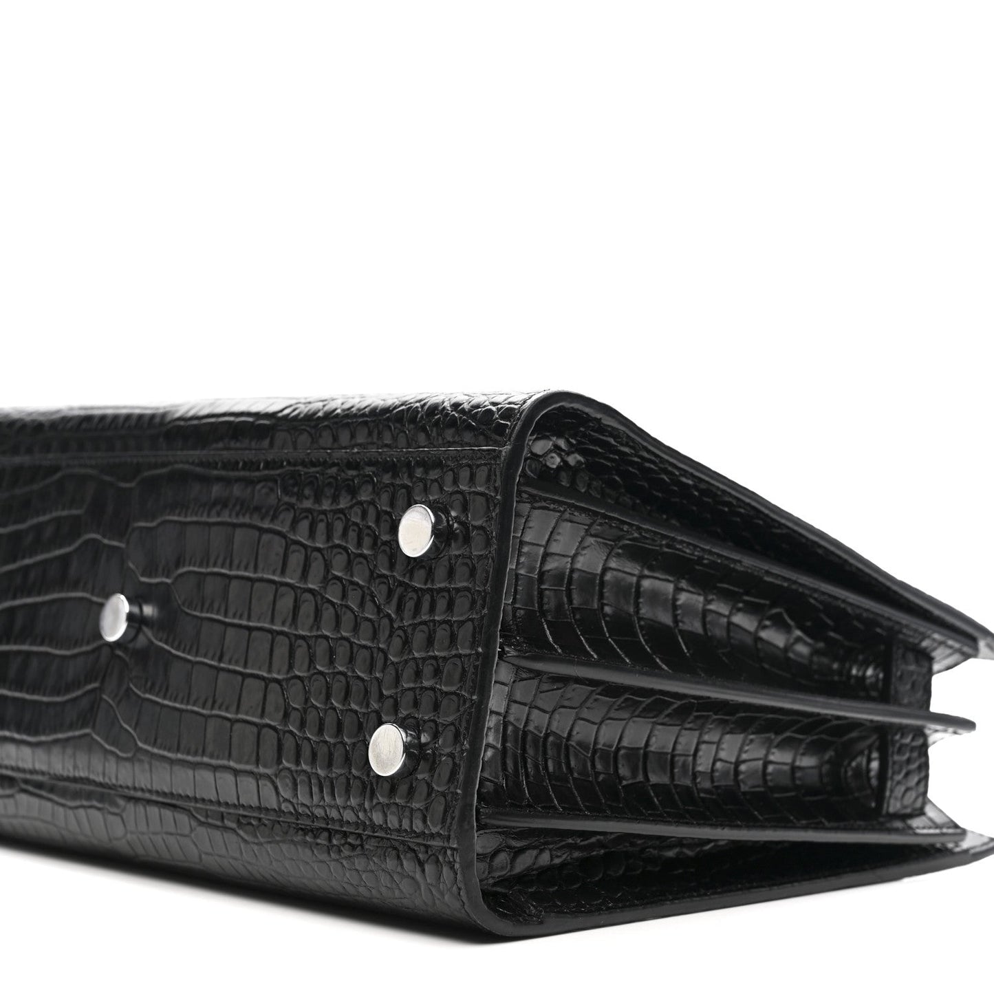 Calfskin Crocodile Embossed Baby Sac De Jour Black