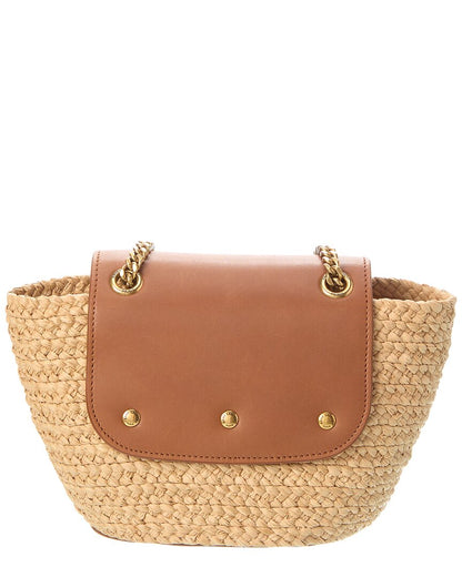 Saint Laurent Manon Mini Raffia & Leather Tote