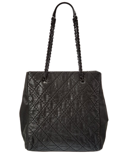Chanel Black Calfskin Leather Cc Wild Stitch Tote (   )
