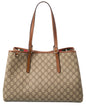 Gucci Gg Emblem Medium Gg Supreme Canvas & Leather Tote