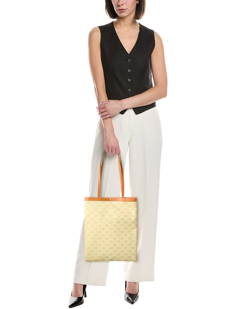 Celine Triomphe Medium Canvas & Leather Tote