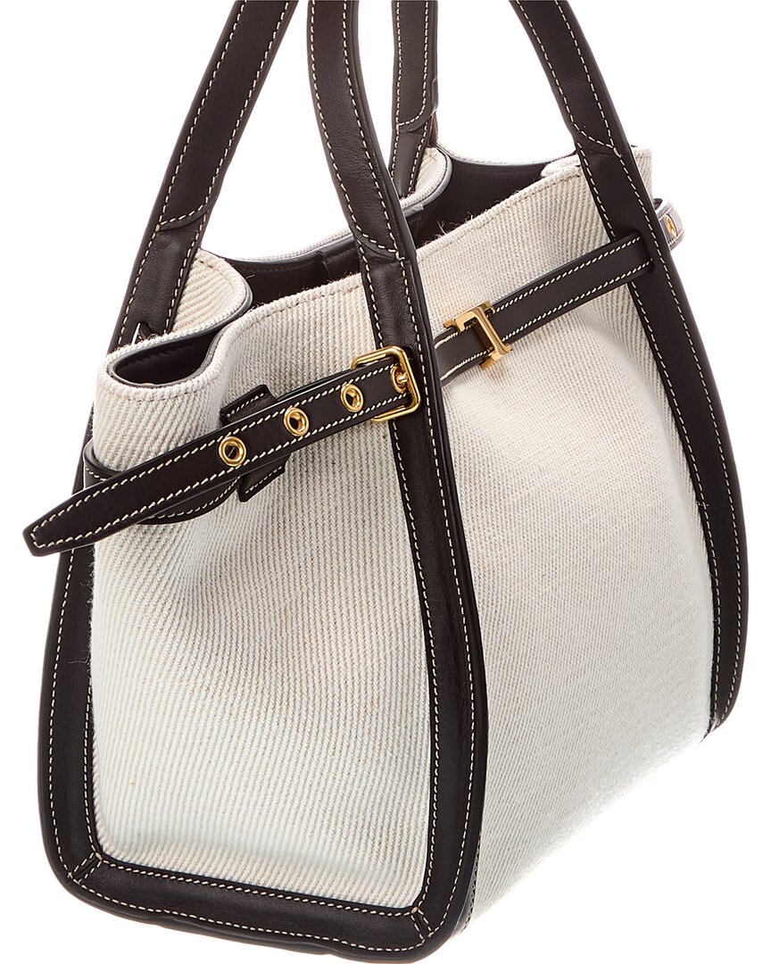 Tod's Logo Small Canvas & Leather Tote