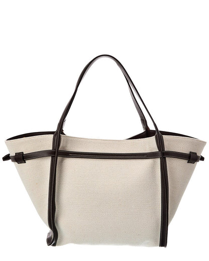 Tod's Logo Medium Canvas & Leather Tote