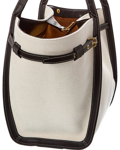 Tod's Logo Medium Canvas & Leather Tote