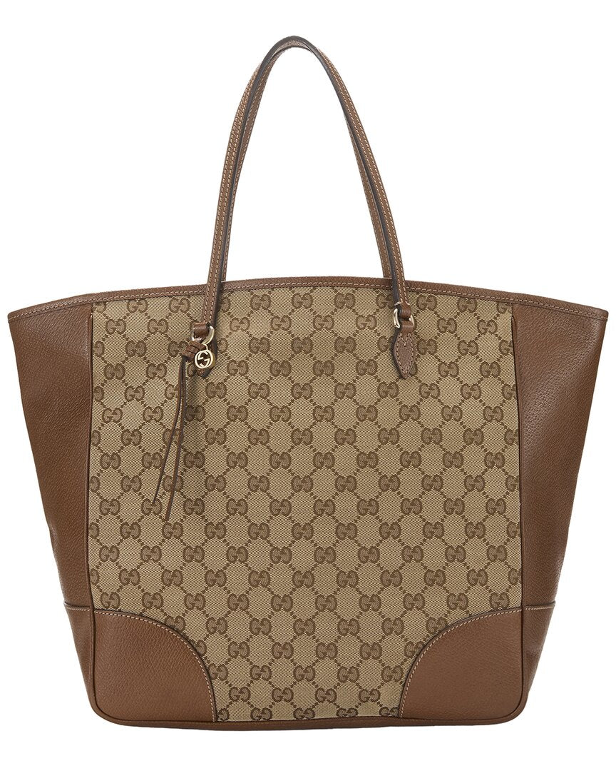 Gucci Beige Gg Canvas Bree Top Handle Tote Large (   )