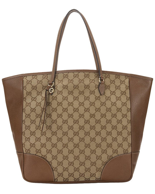 Gucci Beige Gg Canvas Bree Top Handle Tote Large (   )