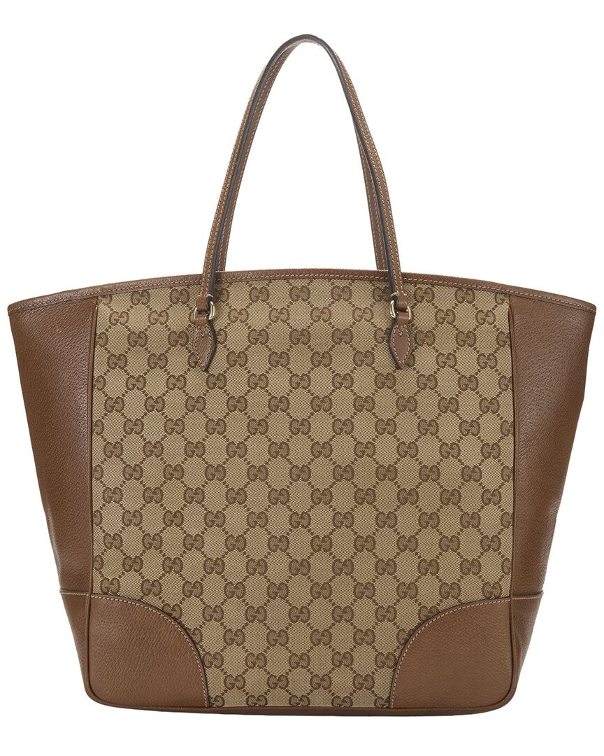 Gucci Beige Gg Canvas Bree Top Handle Tote Large (   )