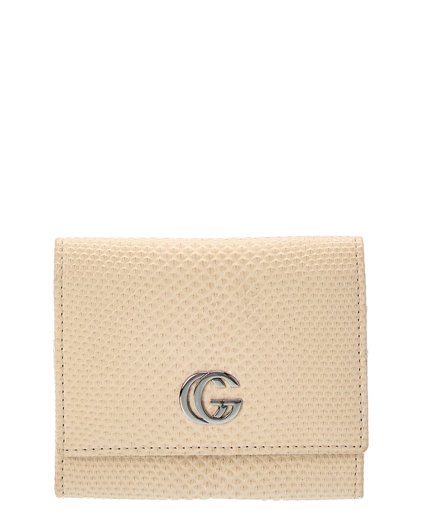 Gucci White Lizard Gg Card Case (   )
