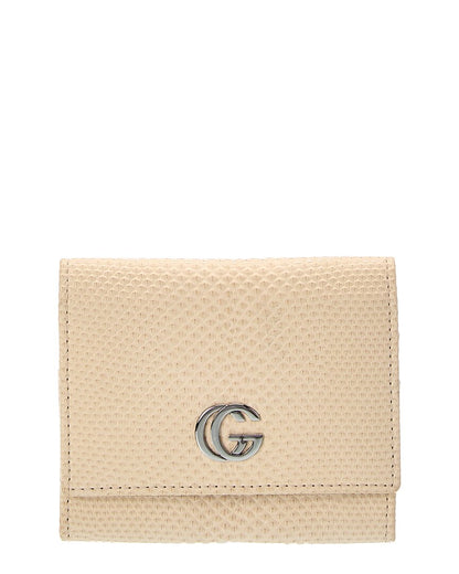 Gucci White Lizard Gg Card Case (   )