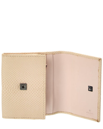Gucci White Lizard Gg Card Case (   )