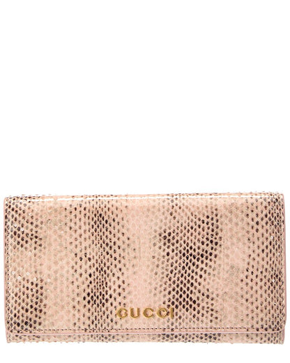 Gucci Pink Snakeskin Continental Wallet (   )