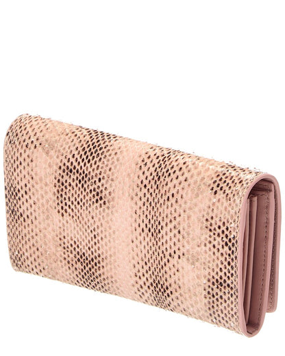 Gucci Pink Snakeskin Continental Wallet (   )
