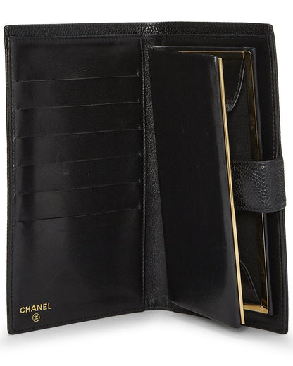 Chanel Black Caviar Leather Caviar 'Cc' Timeless Long Wallet (