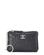 Chanel Black Embossed Leather Camellia Coin Purse (   )