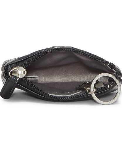 Chanel Black Embossed Leather Camellia Coin Purse (   )