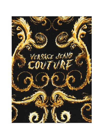 Versace Jeans Couture Black/Gold Silk Print Square Scarf