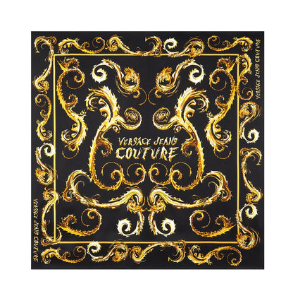 Versace Jeans Couture Black/Gold Silk Print Square Scarf