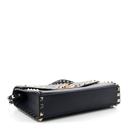 Vitello Medium Rockstud Flip Lock Crossbody Bag Marine