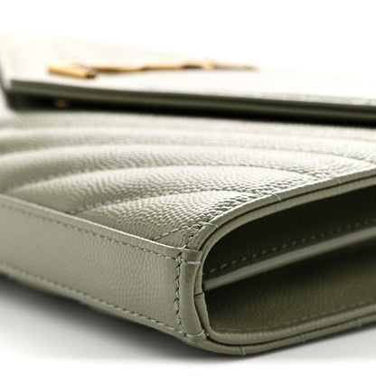Grain De Poudre Matelasse Chevron Monogram Chain Wallet Light Sage