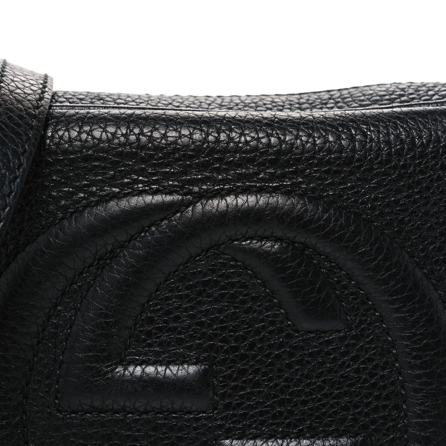Pebbled Calfskin Small Soho Disco Bag Black