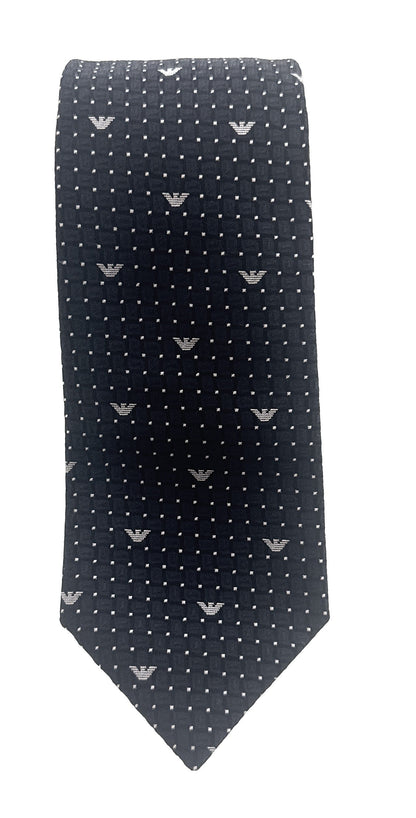 Emporio Armani Black armani logo 100% Silk Mens Tie