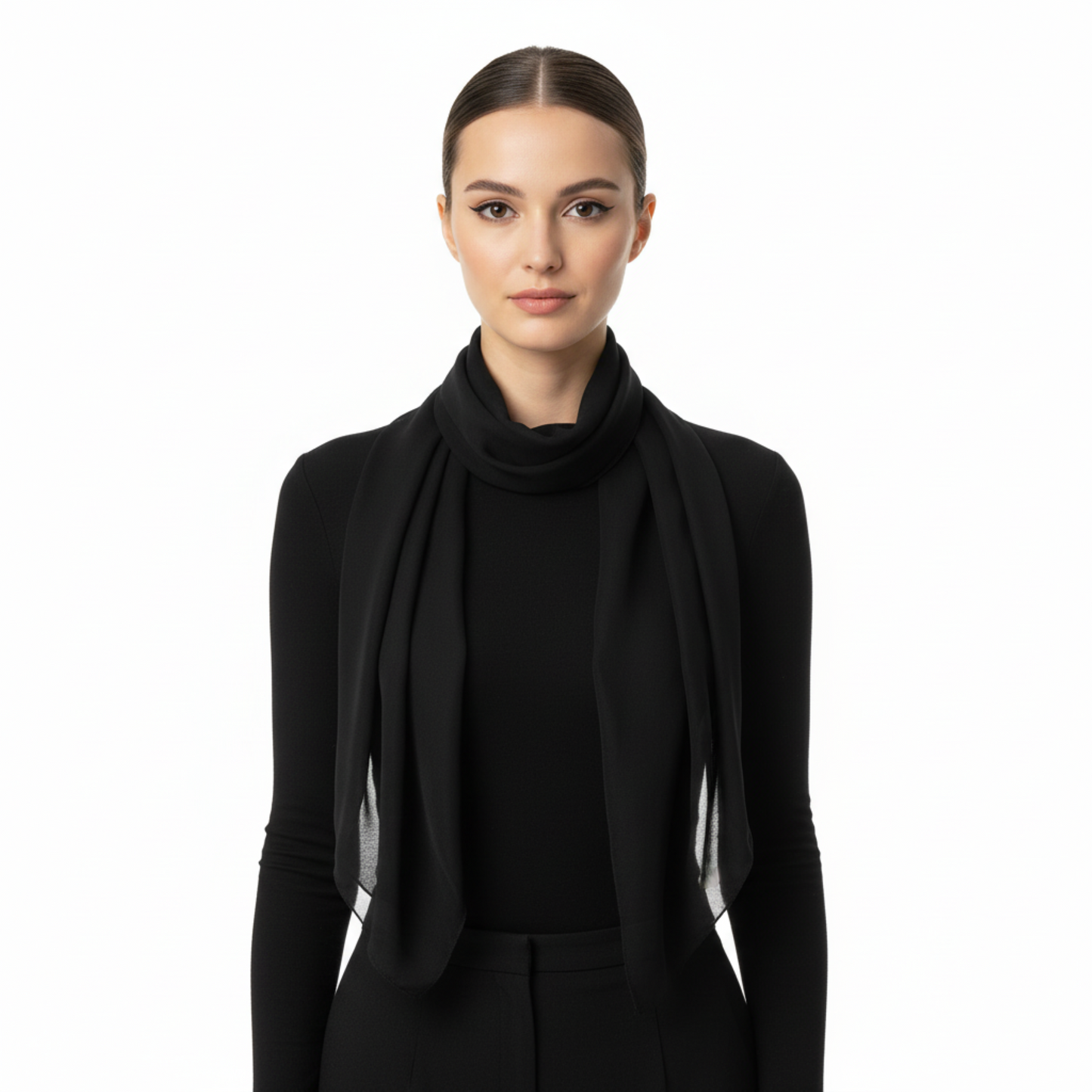 Dolce & Gabbana Black Solid Womens Silk Scarf