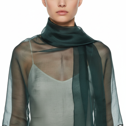 Dolce & Gabbana Forrest Green Solid Womens Silk  Scarf
