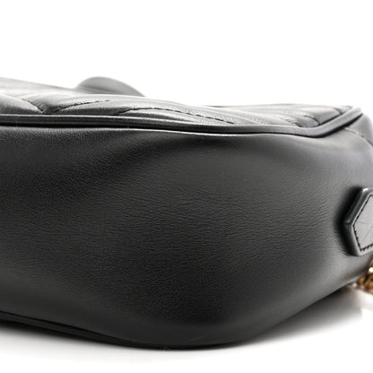 Calfskin Matelasse Small GG Marmont Chain Shoulder Bag Black