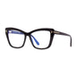 Tom Ford Eyeglasses Cat Eye Full Rim, Shiny Dark Brown Frame and Clear Blue Light Block Lens FT5826-B048