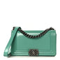 Glazed Calfskin Medium Boy Flap Green
