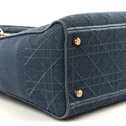 Canvas Embroidered Cannage Medium Lady D-Lite Denim Blue
