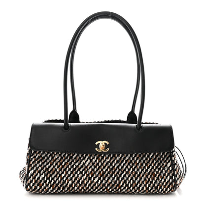 Tweed Calfskin Urban Essentials Small Shopping Bag Black Multicolor