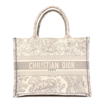 Canvas Embroidered Medium Dioriviera Toile De Jouy Book Tote Gray