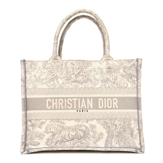 Canvas Embroidered Medium Dioriviera Toile De Jouy Book Tote Gray